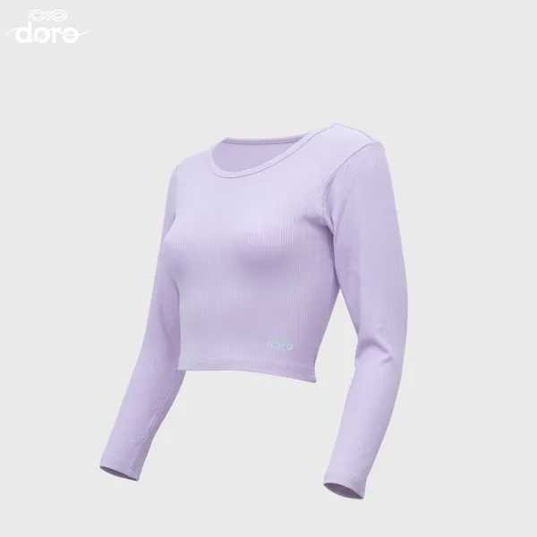 Doro Purple Round-Neck Ribbed Crop top for Women